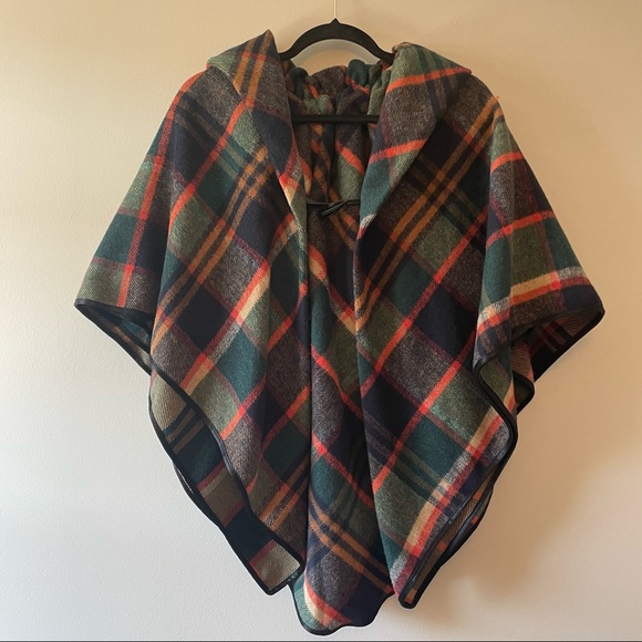 Plaid Poncho Jacket - Picture 1 of 5